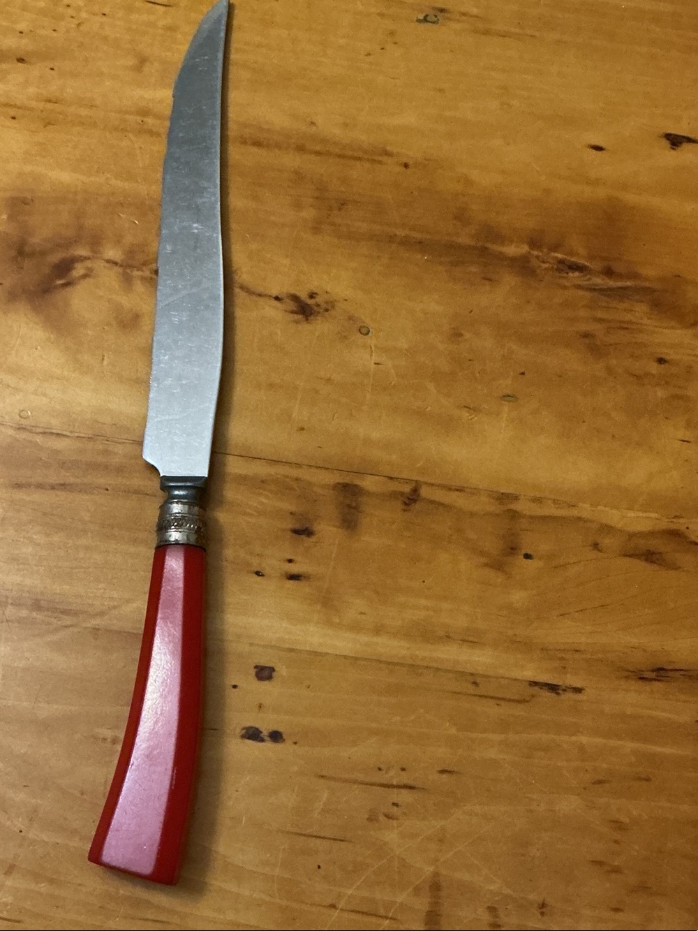 Art Deco Bakelite Red-Handled Carving Knife